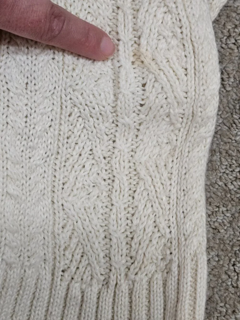 Lauren Ralph Lauren Women's XL Cable Knit Sweater Cream Linen/Cotton Roll Neck